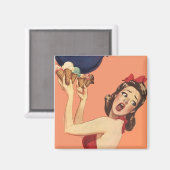 Magnet ~ RETRO Surpris Fille de la fête choquée (Recto/Verso)