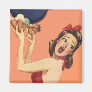 Magnet ~ RETRO Surpris Fille de la fête choquée