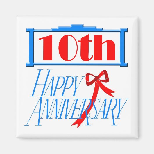 Magnet rond - 10e anniversaire de Mariage (Devant)