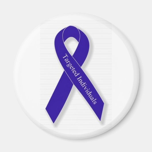 Magnet rond avec logo en ruban Indigo (Devant)