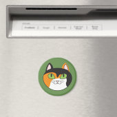 Magnet rond de chat Calico (In Situ (Lave-vaisselle))