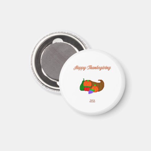 Magnet rond de Cornucopia de Thanksgiving (Recto/Verso)