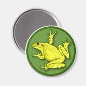 Magnet rond de grenouille jaune (Recto/Verso)