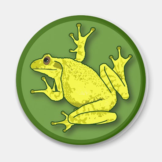 Magnet rond de grenouille jaune (Devant)