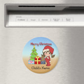 Magnet rond de la fille de Noël (In Situ (Lave-vaisselle))