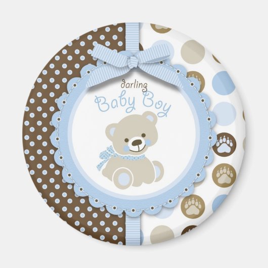 Magnet rond de l'ours en peluche (Devant)