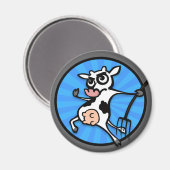 MAGNET ROND DE VACHE DE DESSIN AMUSANT (Recto/Verso)