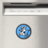 MAGNET ROND DE VACHE DE DESSIN AMUSANT (In Situ (Lave-vaisselle))
