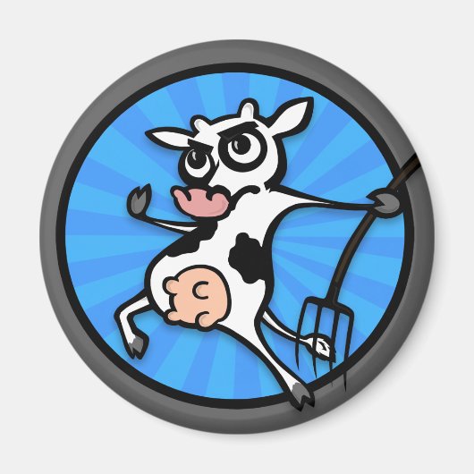 MAGNET ROND DE VACHE DE DESSIN AMUSANT (Devant)