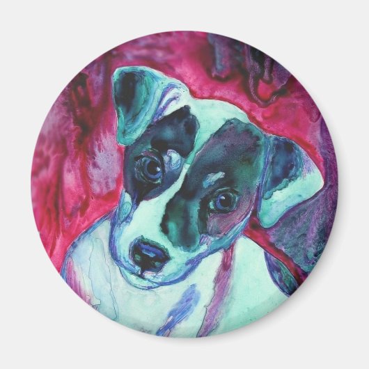 Magnet rond Jack Russell Terrier - "Julep" (Devant)