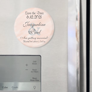 Magnet Rond Personnalisé 'Sauvez la Date' Rose