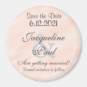 Magnet Rond Personnalisé 'Sauvez la Date' Rose