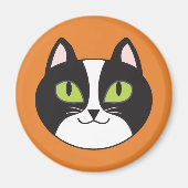 Magnet rond Tuxedo Chat (Devant)