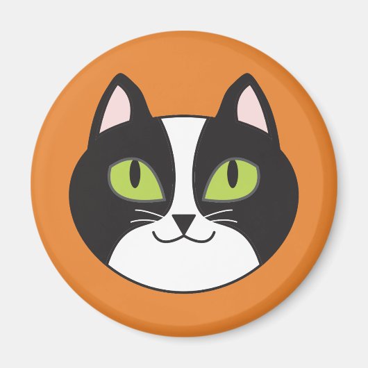 Magnet rond Tuxedo Chat (Devant)