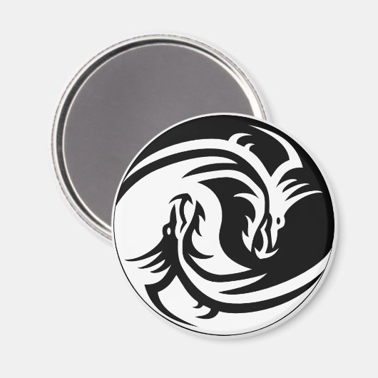 Magnet rond YinYang Dragon 2 ¼ Pouce (Recto/Verso)