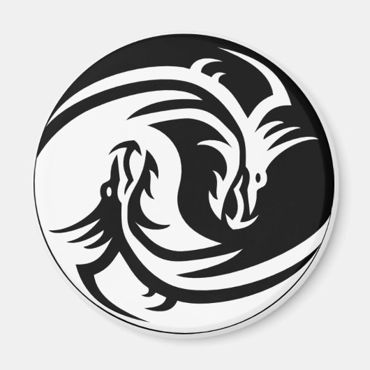 Magnet rond YinYang Dragon 2 ¼ Pouce (Devant)