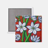 Magnet rouge fleur d'automne (Recto/Verso)