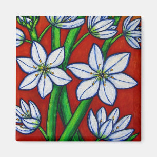 Magnet rouge fleur d'automne