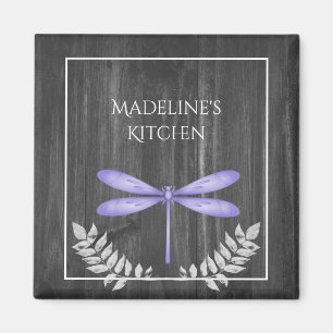 Magnet rustique de libellule violette