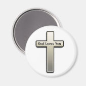 Magnet Silver Cross Dieu vous aime (Recto/Verso)