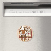 Magnet Singe Chaussette en train de lire (In Situ (Lave-vaisselle))