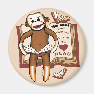 Magnet Singe Chaussette en train de lire