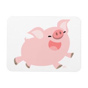 Magnet souple de cochon joyeux en caricature