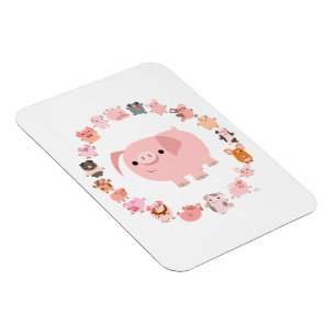 Magnet souple Mandala de cochon de dessin mignon