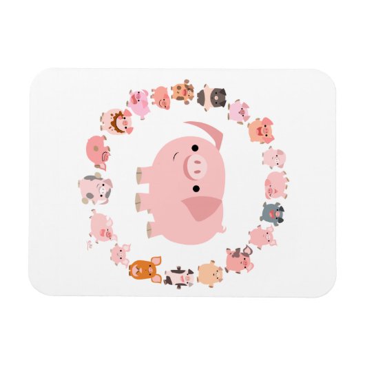 Magnet souple Mandala de cochon de dessin mignon (Horizontal)