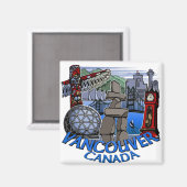 Magnet Souvenir Magnet de Vancouver Boutons et cad (Recto/Verso)