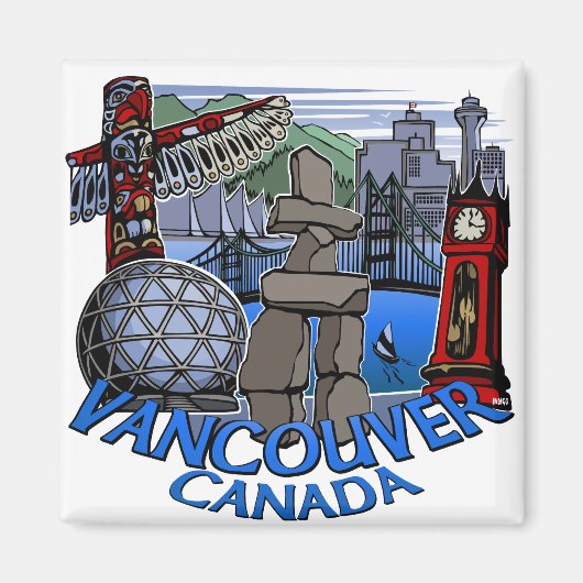 Magnet Souvenir Magnet de Vancouver Boutons et cad (Devant)