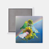 Magnet - Speelgoed Birds op Zonnebloem Magneet (Voorkant / Achterkant)