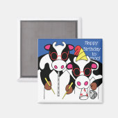 Magnet Square Happy Birthday naar Moo! Magneet (Voorkant / Achterkant)
