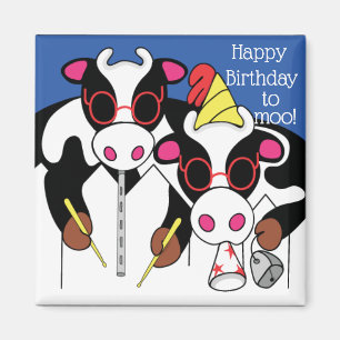 Magnet Square Happy Birthday naar Moo! Magneet