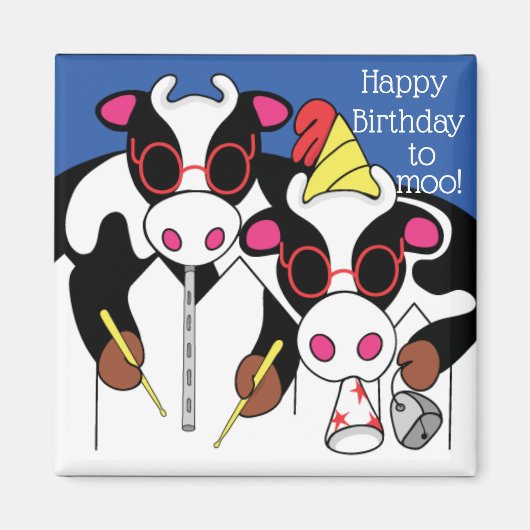 Magnet Square Happy Birthday naar Moo! Magneet (Voorkant)