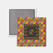 Magnet uit de mid-century Flowers Magneet (Voorkant / Achterkant)