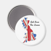 Magnet UK Flag God red de koningin Magneet (Voorkant / Achterkant)