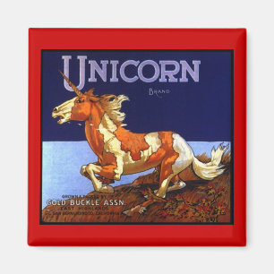 MAGNET ~  UNICORN BRAND PRODUCEERETIKET EH CA MAGNEET