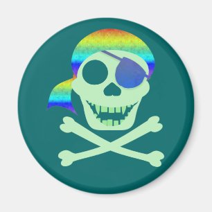 Magnet vert de crâne de pirate