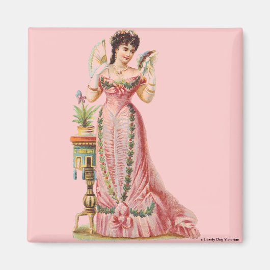 MAGNET VICTORIAN ERA FRENCH DAME AVEC LES FANS (Devant)