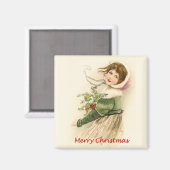 Magnet Vintage de la fille de Noël (Recto/Verso)