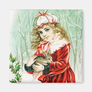 Magnet Vintage de lapin de Noël