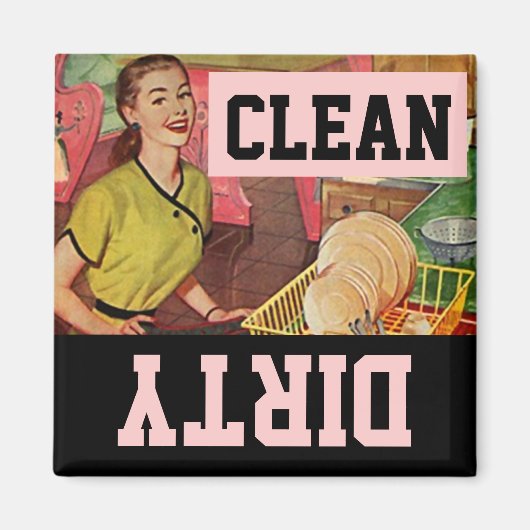 Magnet Vintage Retro Happy Homemaker Lave-vaissell (Devant)