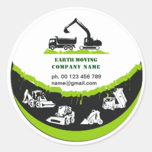 Magnet voor grondbeweging, graafmachine, landschap ronde sticker