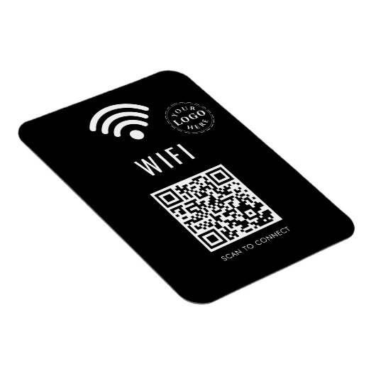Magnet WiFi noir élégant avec logo et code QR simp (Côté Droit)