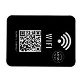 Magnet WiFi noir élégant avec logo et code QR simp (Horizontal)