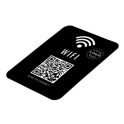 Magnet WiFi noir élégant avec logo et code QR simp (Côté Gauche)