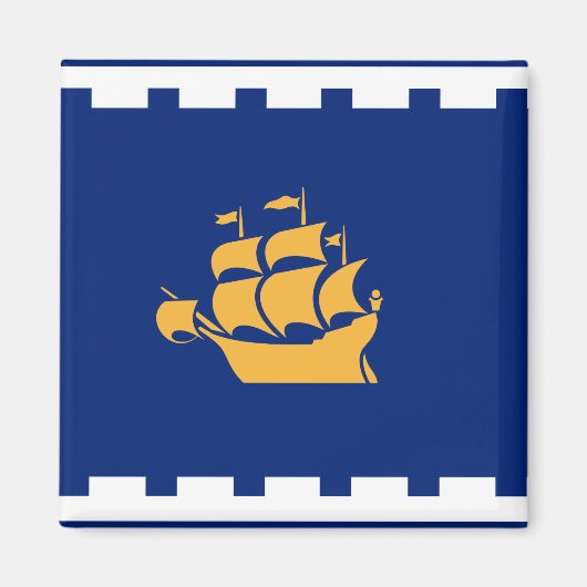 Magnet with Flag of Quebec City, Canada (Devant)