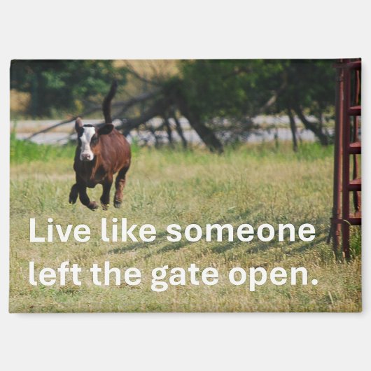 Magnet with Galloping Calf and encouraging quote (Recto)