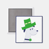 Magnet with St. Patrick's Day dog and clover (Recto/Verso)